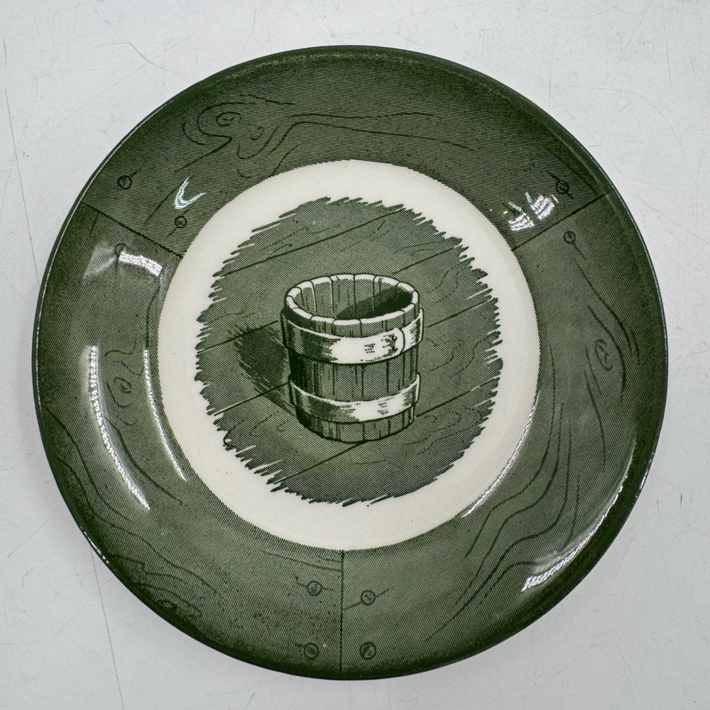 Vintage Colonial Homestead Green by Royal‎ (USA) Saucer for Flat Cup - Lot of 6